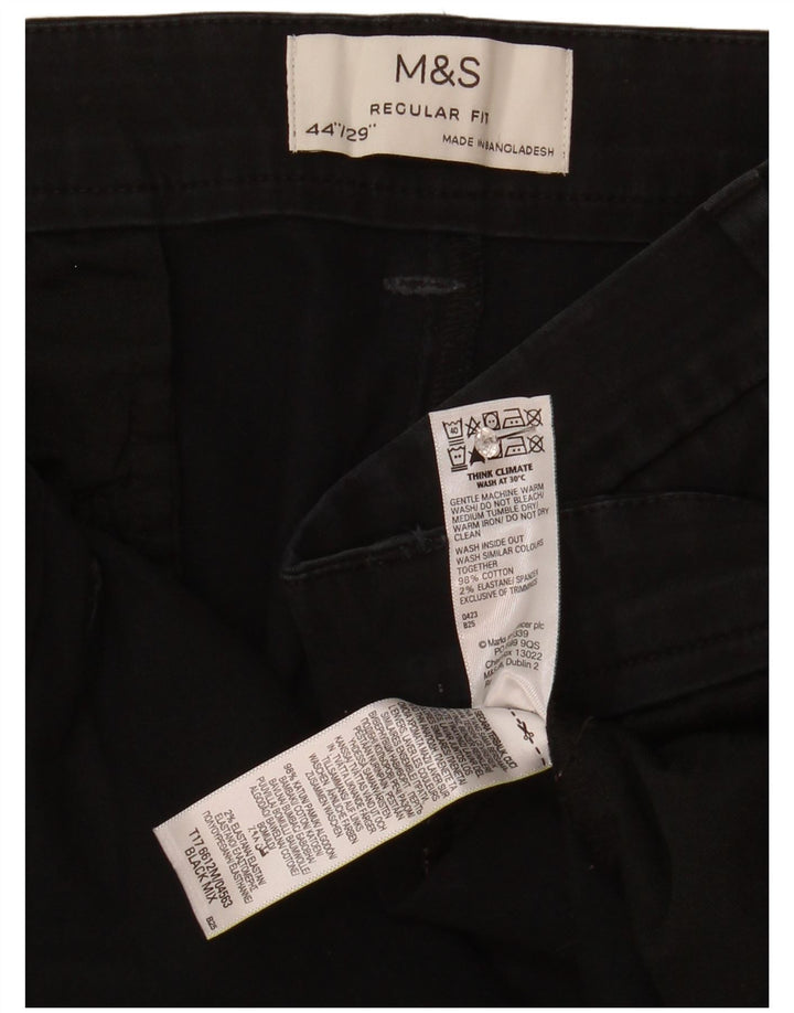 Marks & Spencer herre Regular Fit cropped bukser W44 L25 sort bomuld