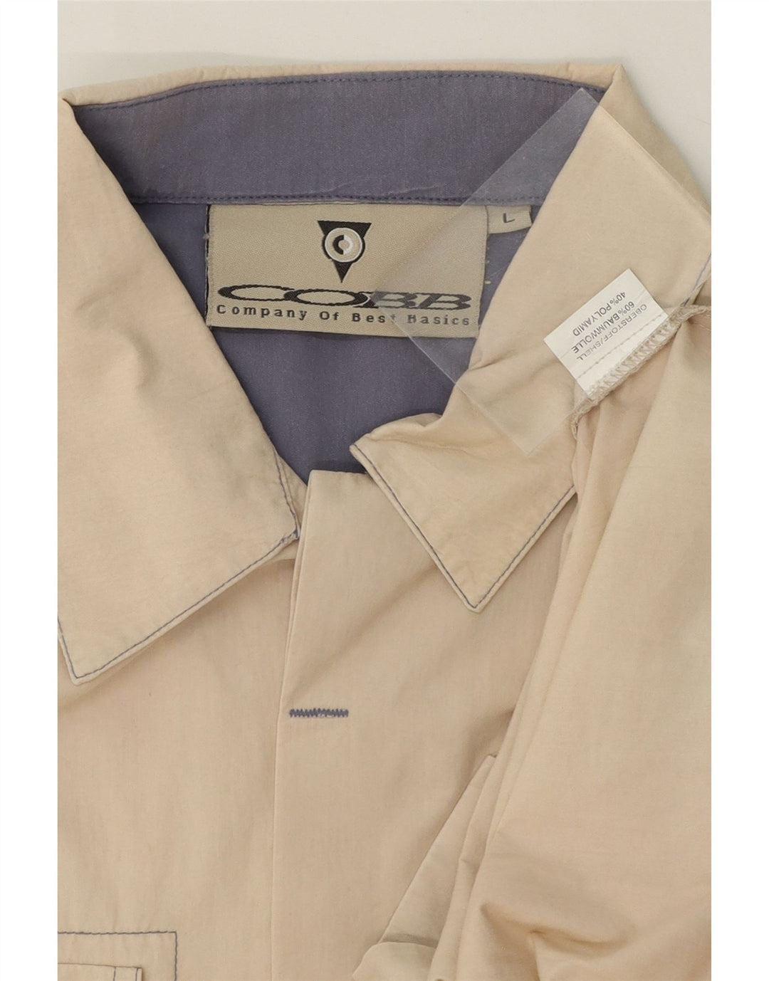 COBB Mens Short Sleeve Shirt Large Beige Cotton Vintage Cobb and Second-Hand Cobb from Messina Hembry 