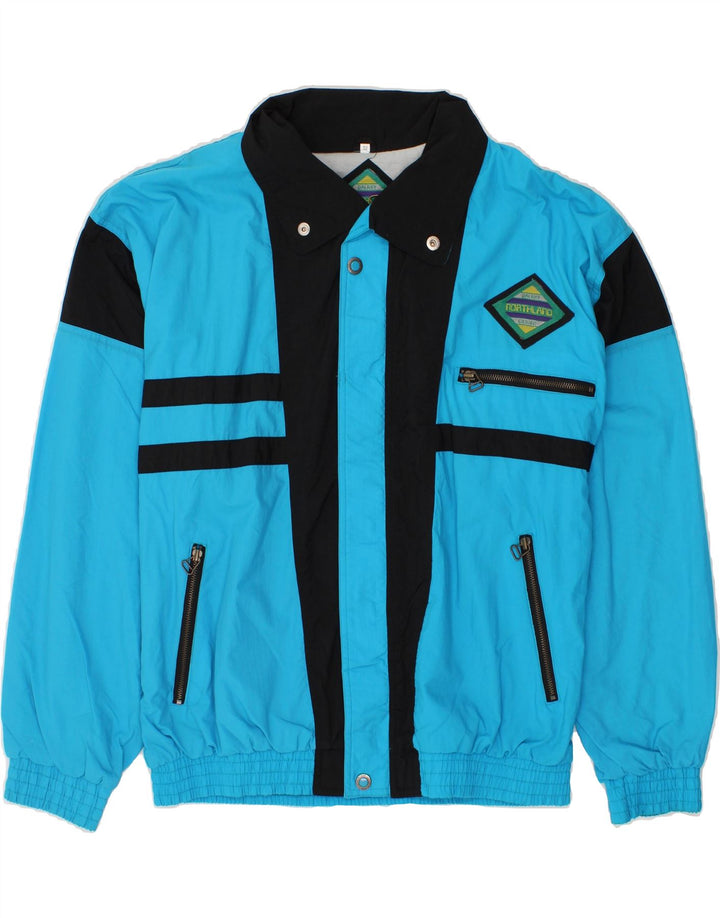 GALAXY Mens Loose Fit Bomber Jacket IT 52 XL Blue Colourblock Polyamide Vintage GALAXY and Second-Hand GALAXY from Messina Hembry 