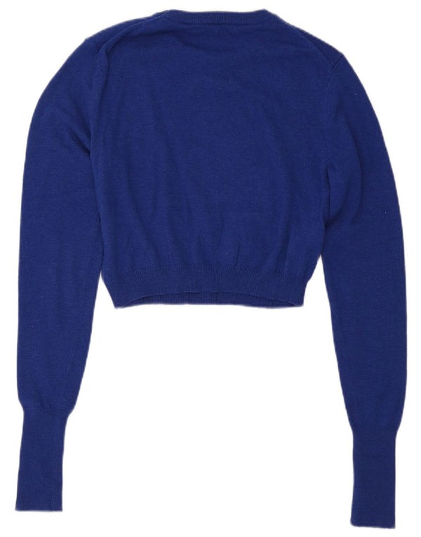 Zara Womens Crop Jumper Sweater UK 12 Medium Blue