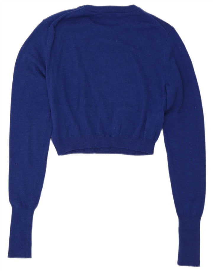 Zara Womens Crop Jumper Sweater UK 12 Medium Blue