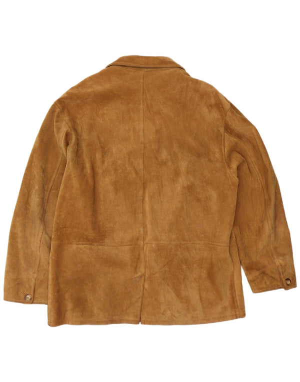 Vintage herre 4 knap ruskind blazerjakke IT 56 3XL Beige