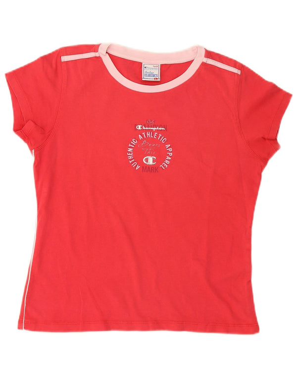 Champion Womens Crop Grafisk T-Shirt Top UK 14 Large Pink