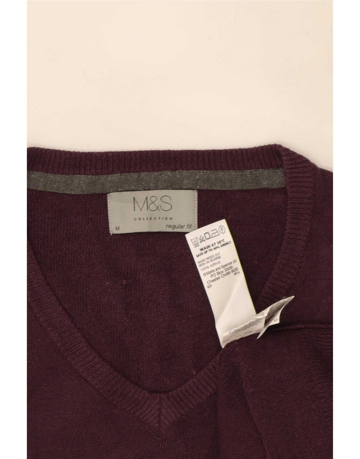 Marks & Spencer Herre Regular Fit V-hals sweater Medium Burgundy
