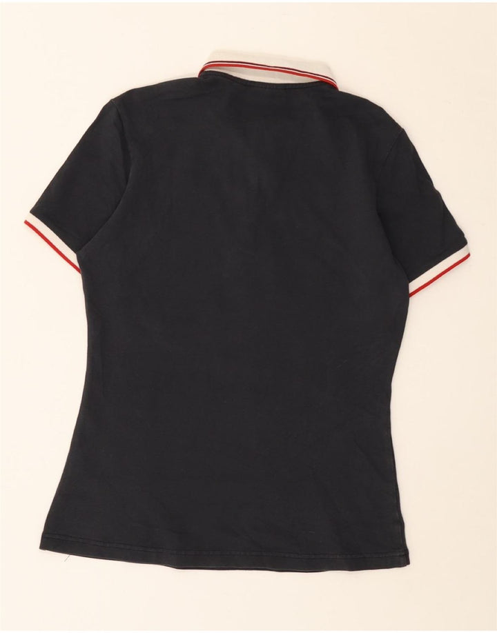 FILA Dame Polo Shirt UK 14 Stor Marineblå Bomuld