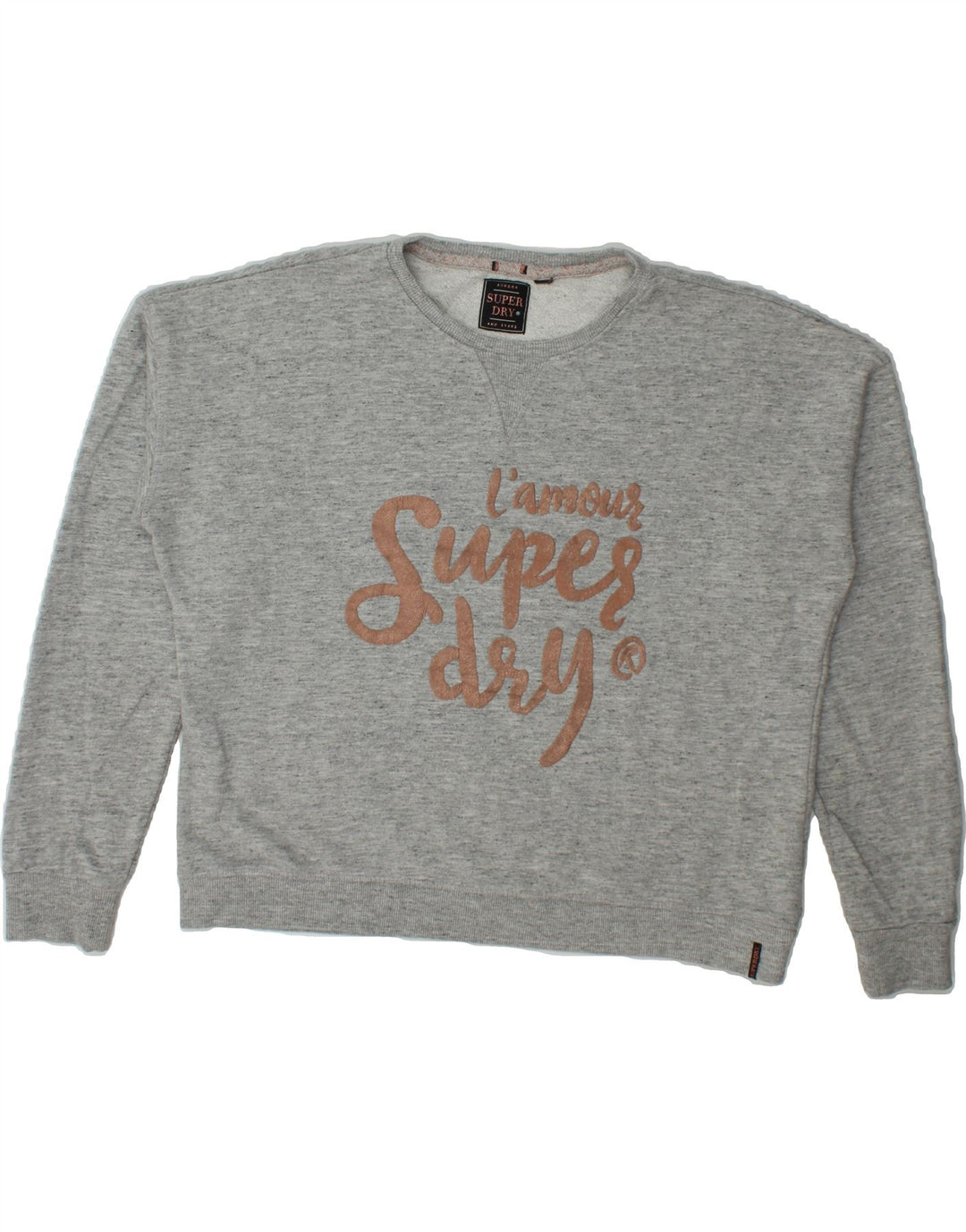 SUPERDRY Womens Oversized Graphic Sweatshirt Jumper UK 20 2XL Grey Flecked Vintage Superdry and Second-Hand Superdry from Messina Hembry 
