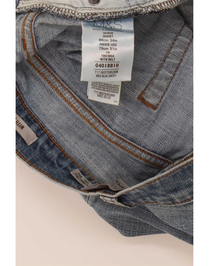 Marks & Spencer Herre tilspidsede jeans W34 L31 Blå Bomuld