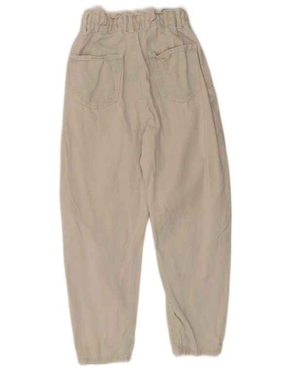 Zara Dame Højtalje Capri Tapered Jeans EU 34 2XS W24 L22 Beige Bomuld