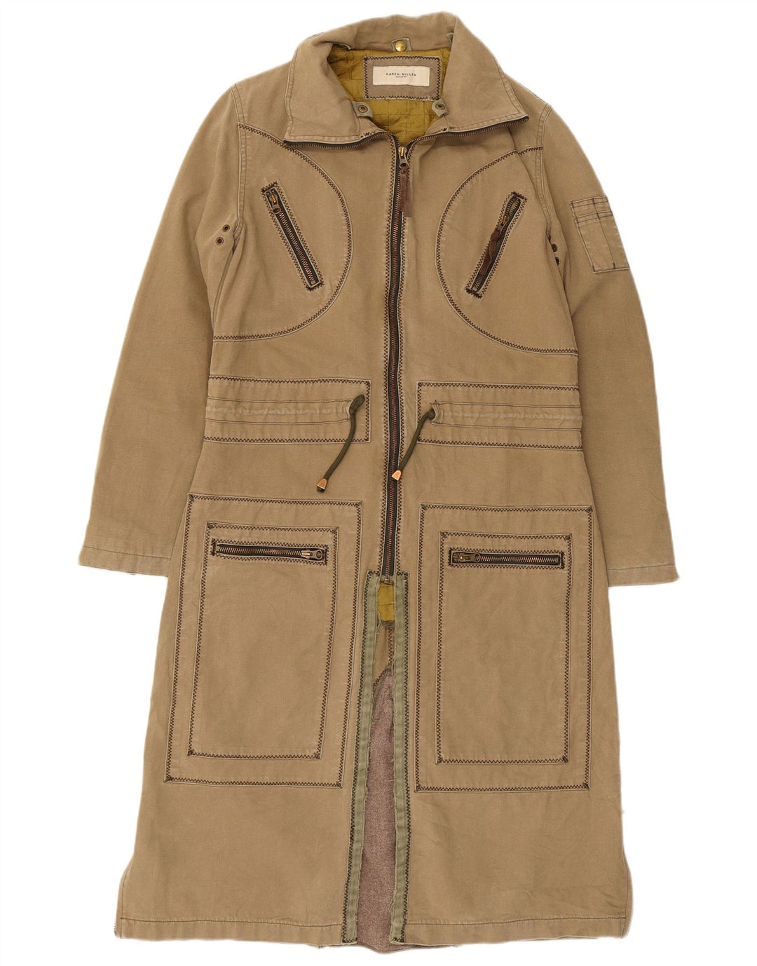 Karen Millen Dame Overfrakke US 6 Medium Beige Bomuld