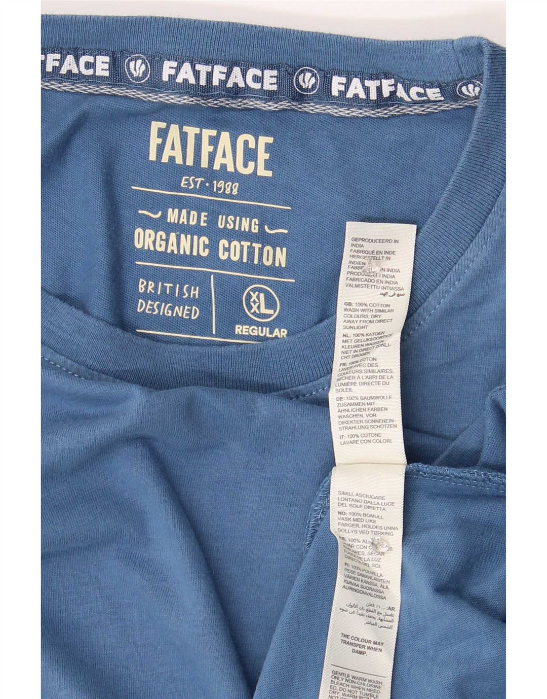 Fat Face Herre T-Shirt Top 2XL Blå Bomuld