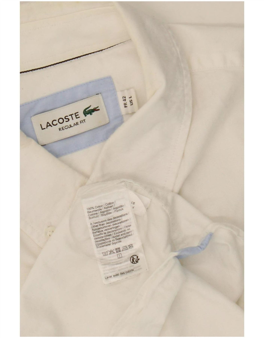 Lacoste Herreskjorte str. 42 Stor hvid bomuld