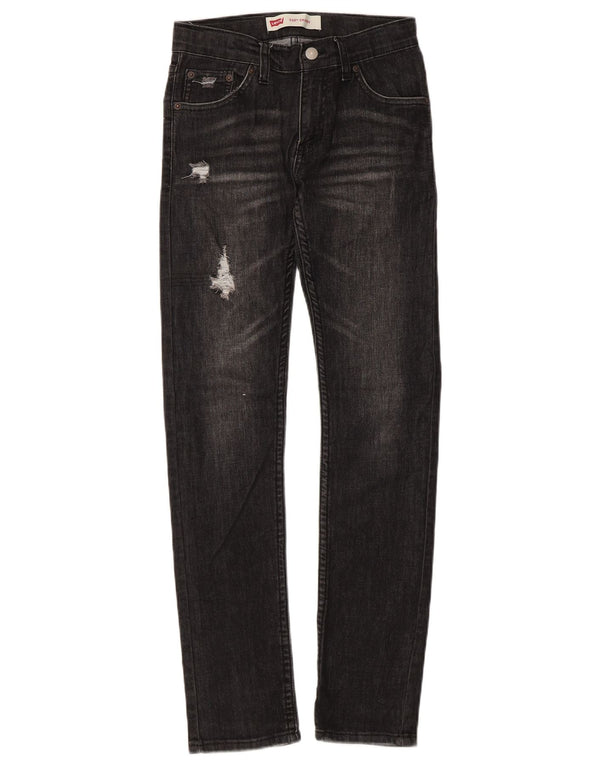 Levi's Boys 510 Distressed Skinny Jeans 11-12 år W28 L29 sort bomuld