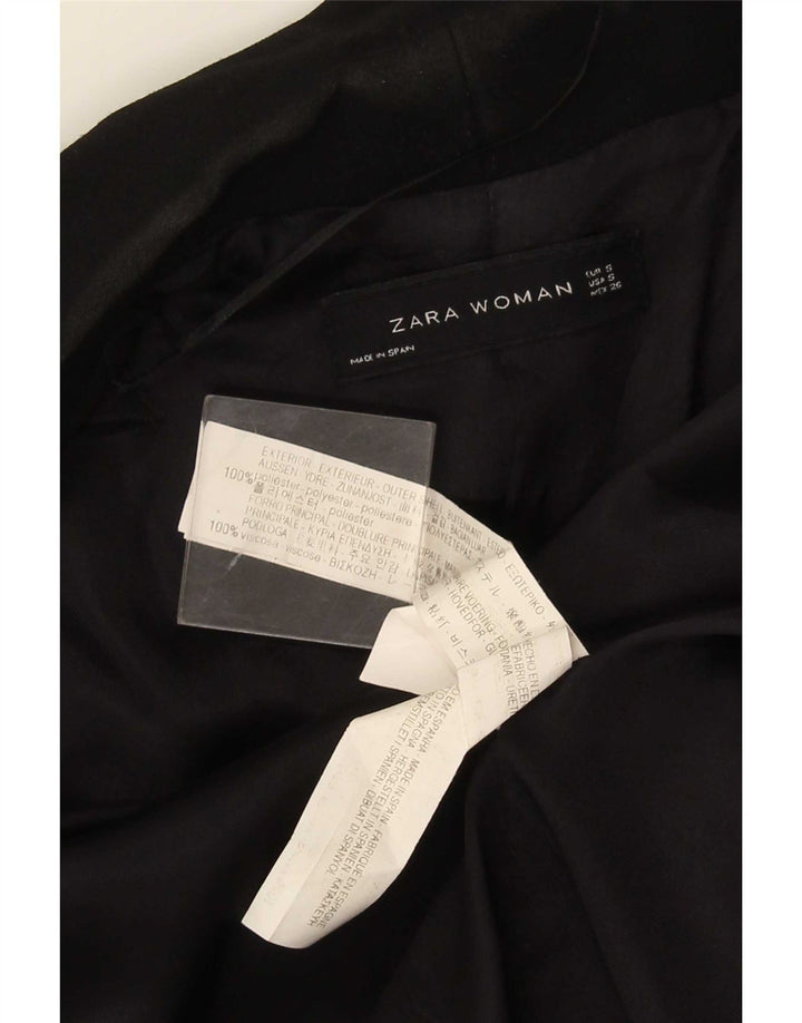 Zara Dame 3/4 ærmet åben blazerjakke UK 10 Lille sort polyester