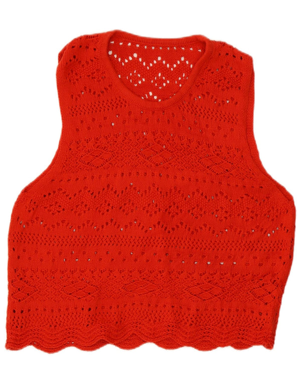 Vintage Dame Vest Tank Top UK 14 Medium Rød