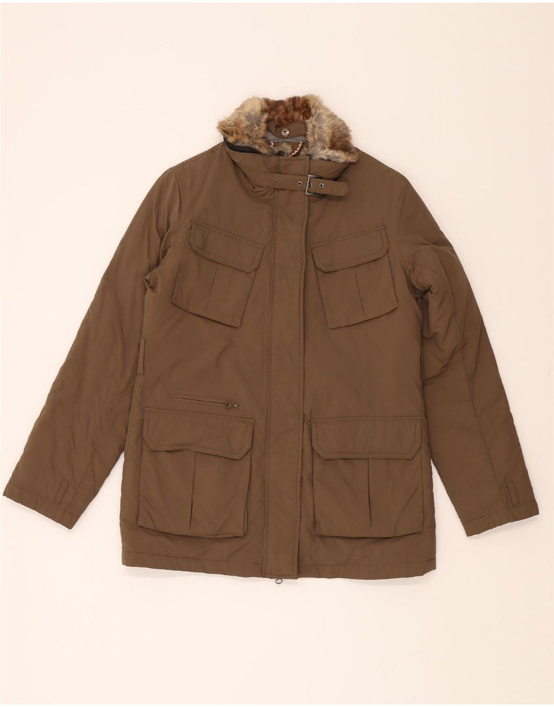 SLAM Womens Utility Jacket UK 10 Small Brown Nylon Vintage Slam and Second-Hand Slam from Messina Hembry 