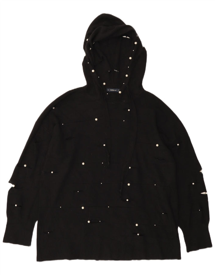 Zara oversize sweater med hætte til kvinder UK 10 Small Black