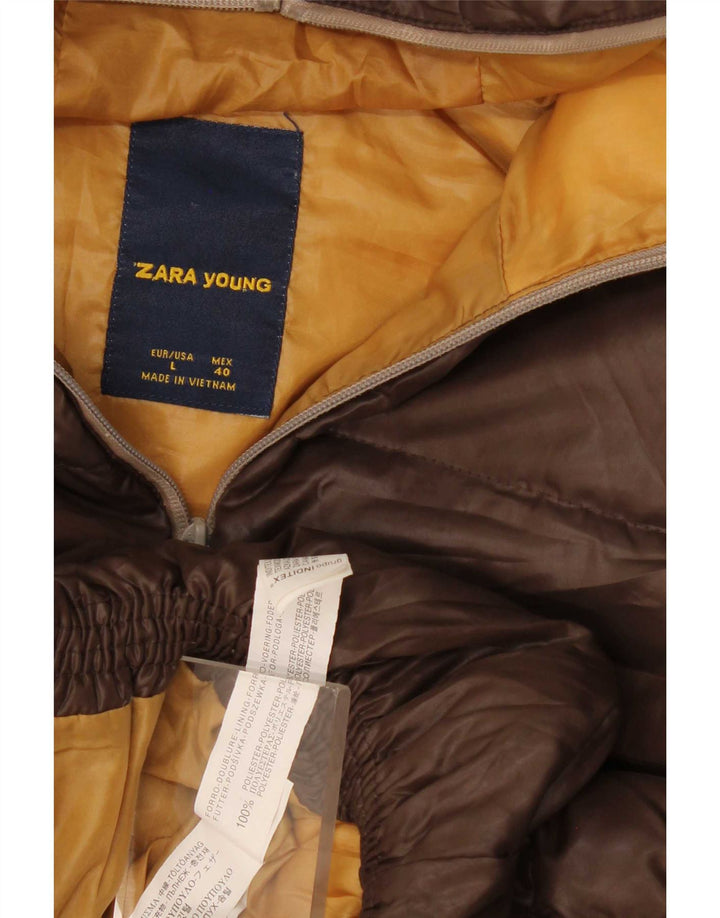 Zara Boys Polstret Gilet med hætte 13-14 år Stor brun polyester