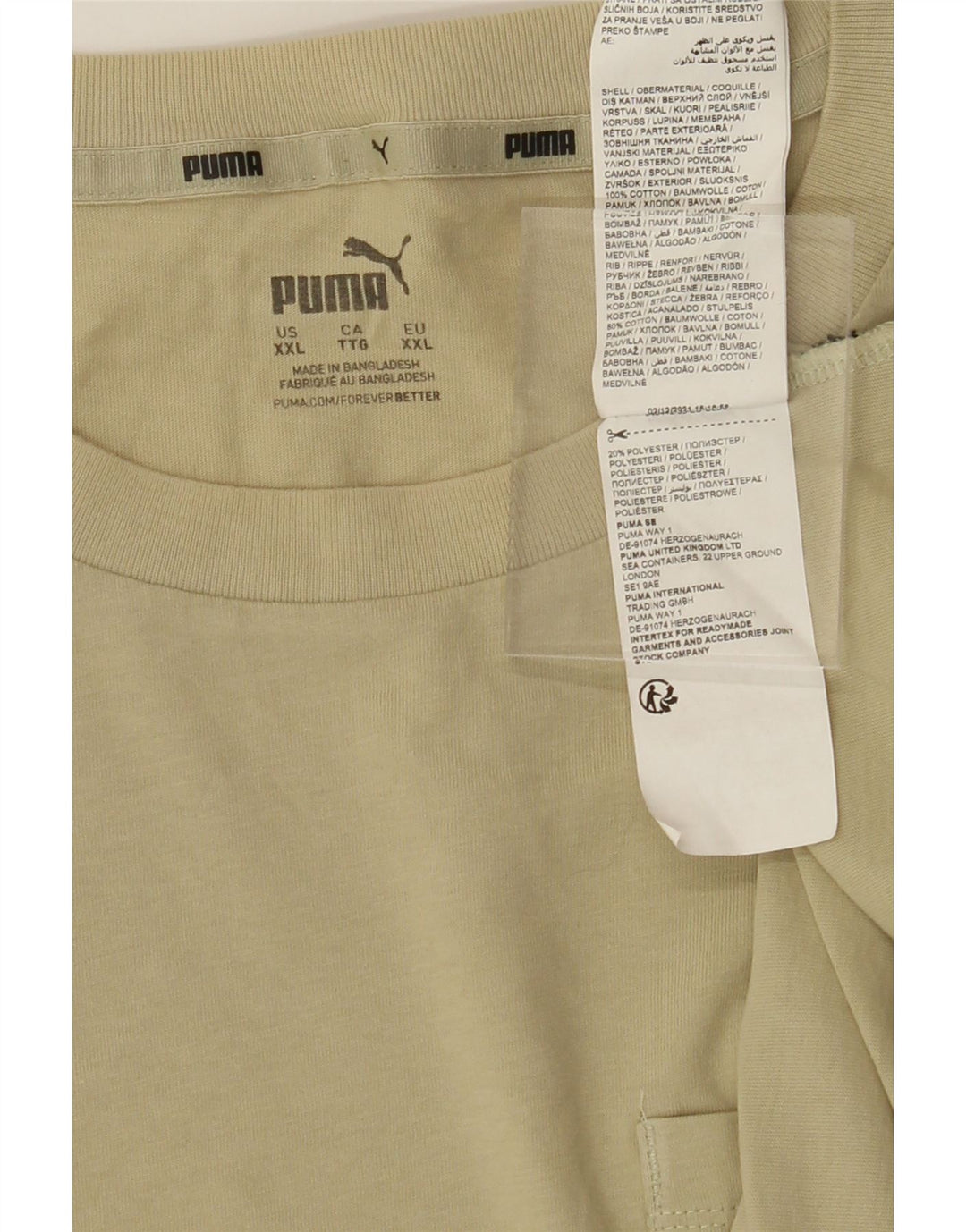 PUMA Mens Graphic T-Shirt Top 2XL Beige Cotton Vintage Puma and Second-Hand Puma from Messina Hembry 