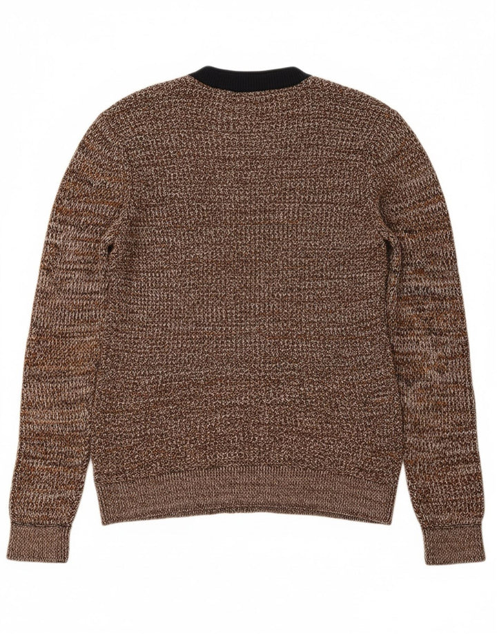 JACK & JONES Mens Crew Neck Jumper Sweater Medium Brown Flecked