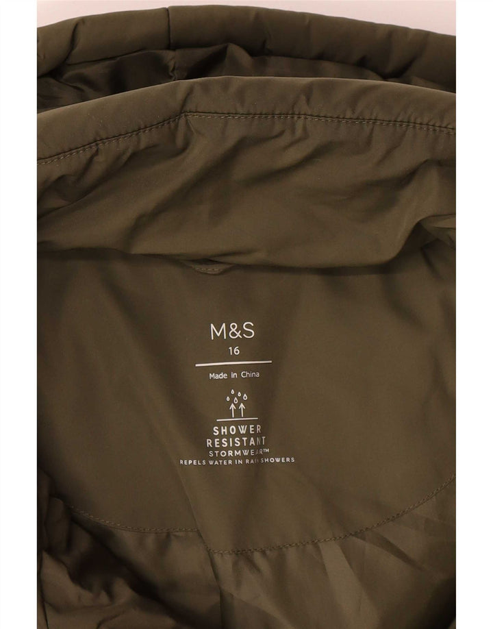 Marks & Spencer Polstret hættejakke til kvinder UK 16 Stor Khaki Polyester
