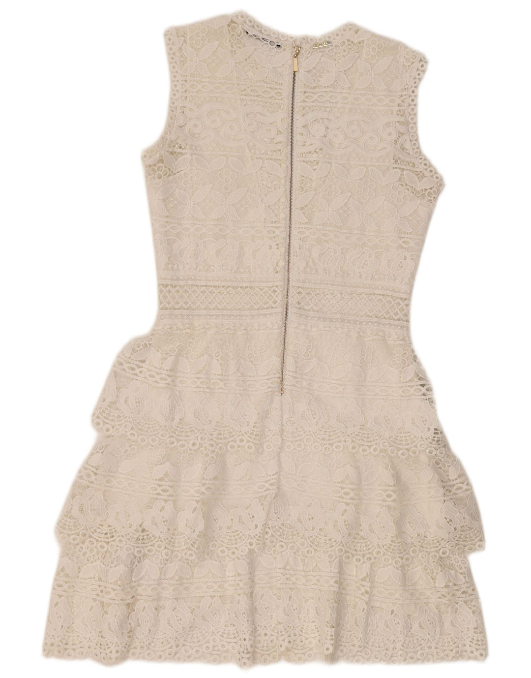 Guess Dame Ærmeløs Lace Tiered Dress UK 12 Medium White Polyester