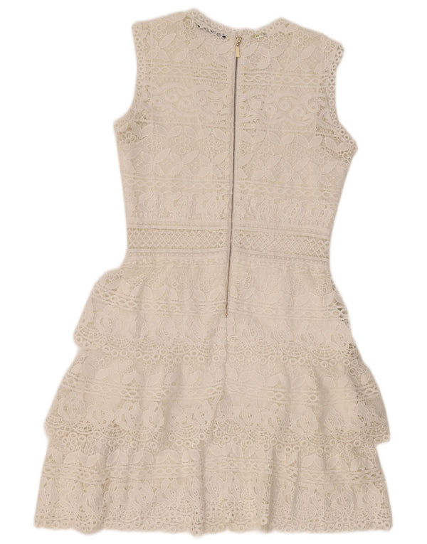 Guess Dame Ærmeløs Lace Tiered Dress UK 12 Medium White Polyester