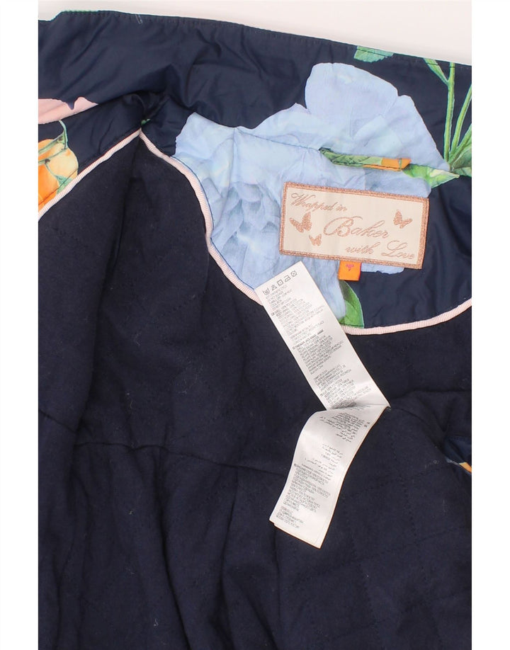 Ted Baker piger regnfrakke 6-7 år marineblå blomsterpolyester