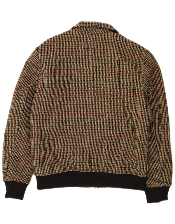 X-FEEL Mens Bomber Jacket UK 40 Large Brown Houndstooth Polyester