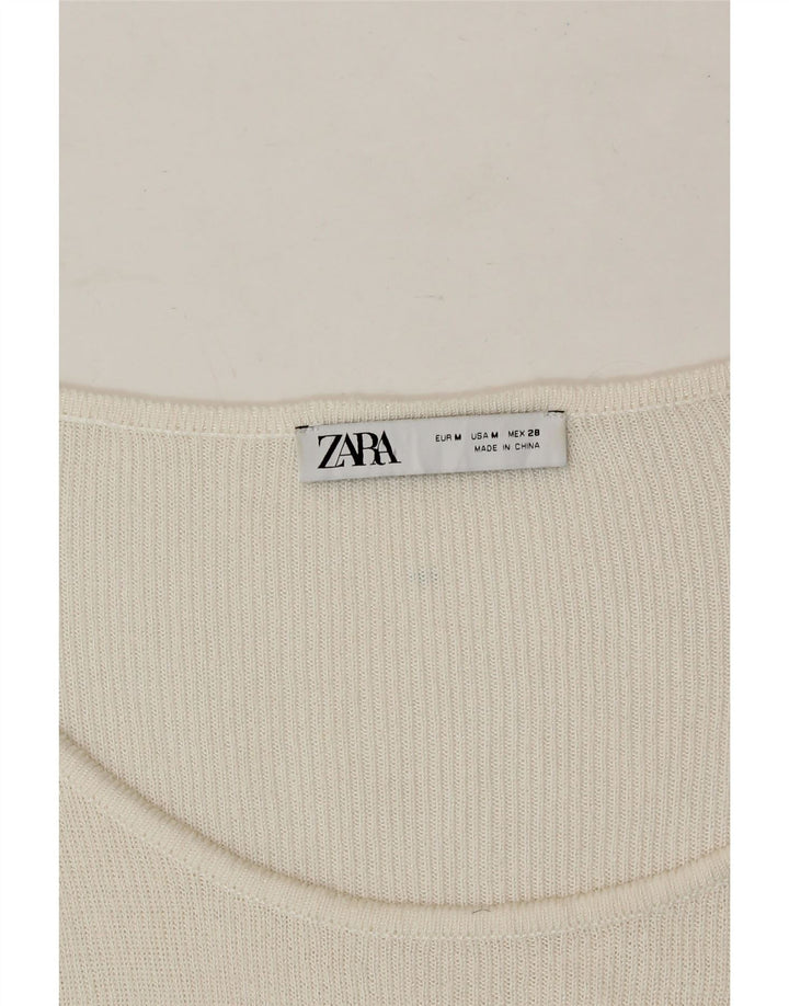 ZARA Womens Oversized Crop Boat Neck Jumper Sweater UK 14 Medium White Vintage Zara and Second-Hand Zara from Messina Hembry 