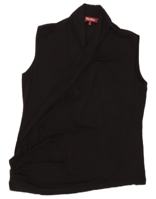 Max Mara Dame ærmeløs bluse Top UK 20 2XL Sort Viscose