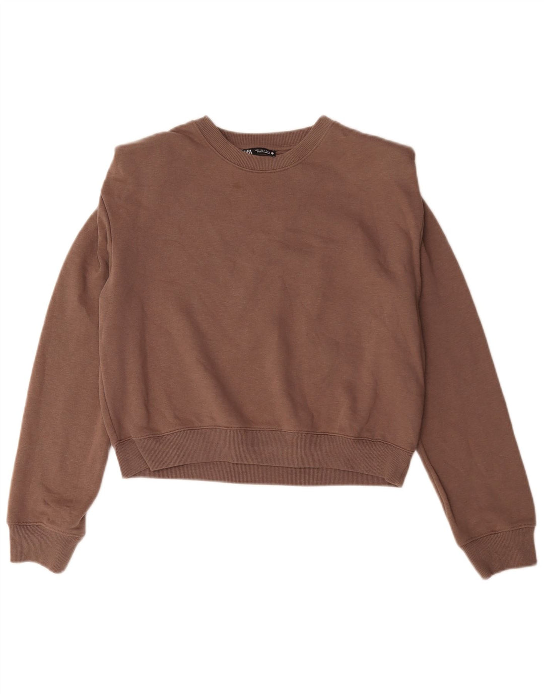 Zara Dame Oversized Sweatshirt Jumper UK 10 Lille brun bomuld