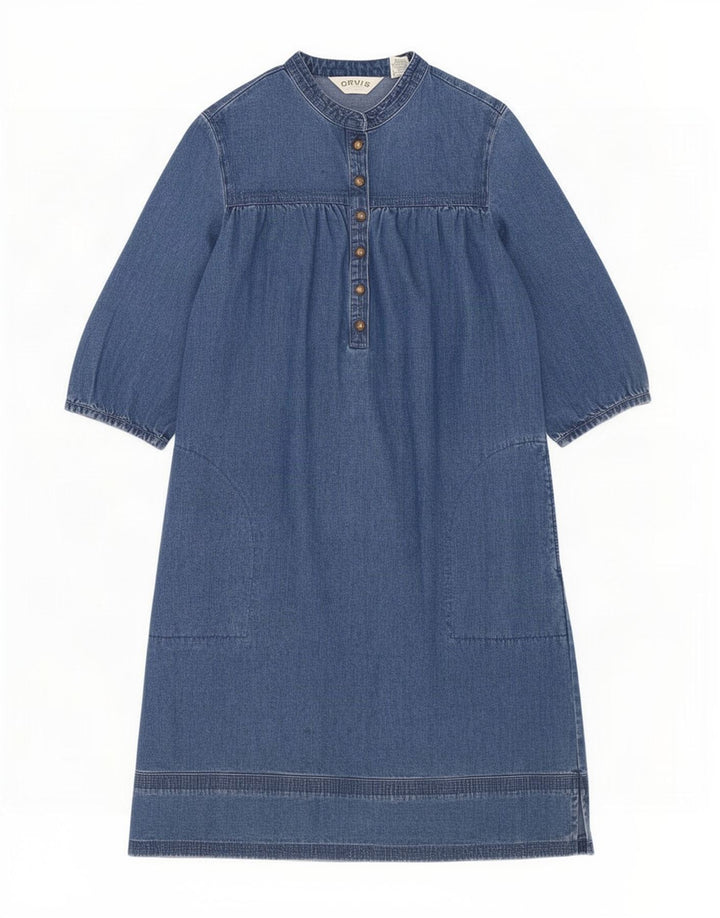 Orvis Dame denimkjole med 3/4 ærmer US 8 Medium Blue Cotton