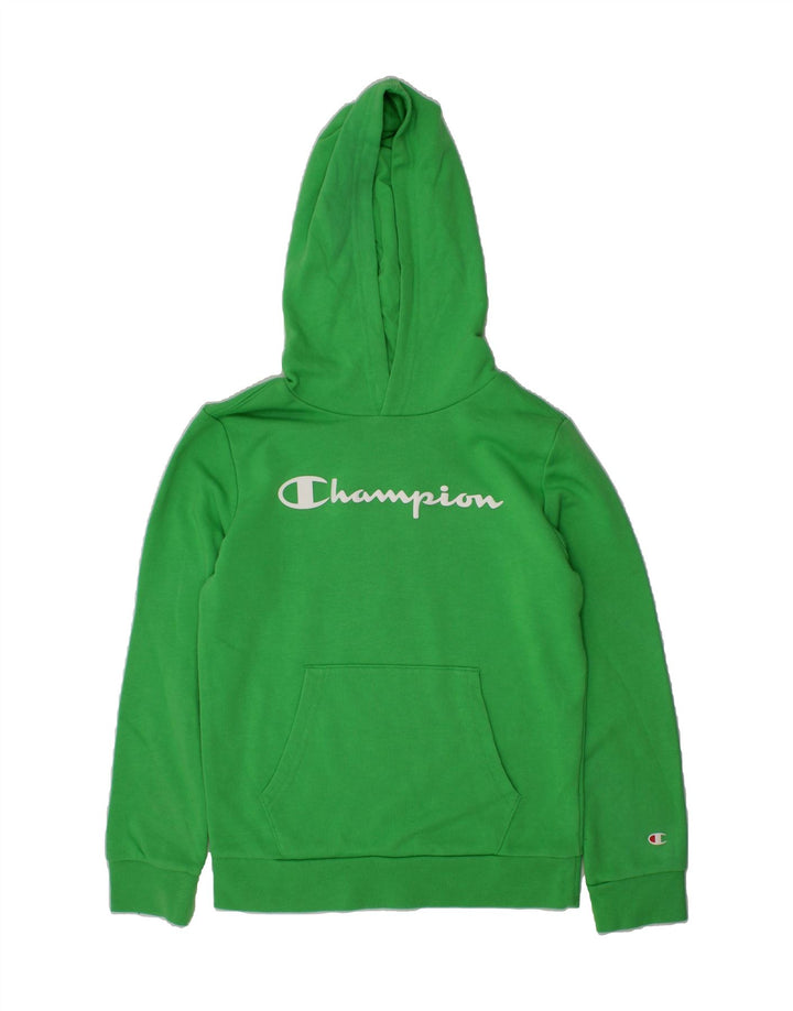 CHAMPION Boys Graphic Hoodie Jumper 9-10 Years Medium  Green Vintage Champion and Second-Hand Champion from Messina Hembry 