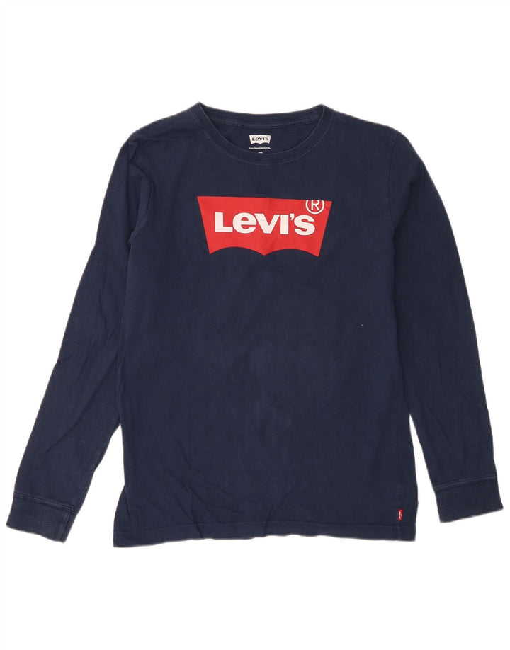 Levi's Boys grafisk top langærmet 15-16 år marineblå bomuld