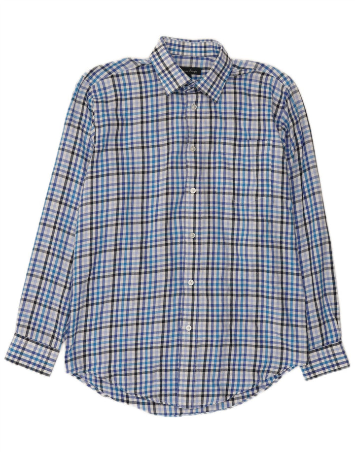 James Pringle herre flannel skjorte lille blå ternet polyester