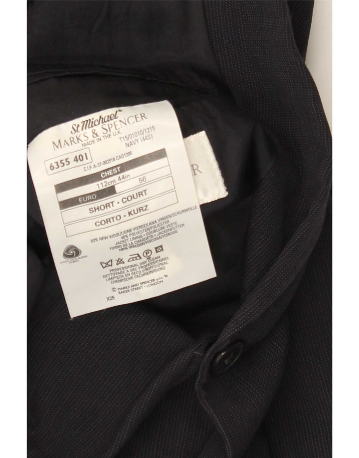 Marks & Spencer Herre Short 2 Button Blazer Jacket UK 44 XL Navy Blue