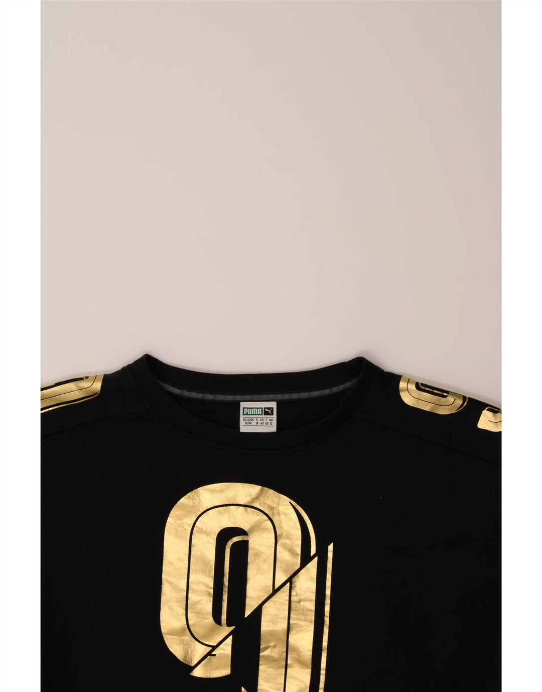 PUMA Womens Oversized Graphic Sweatshirt Jumper UK 12 Medium  Black Cotton Vintage Puma and Second-Hand Puma from Messina Hembry 