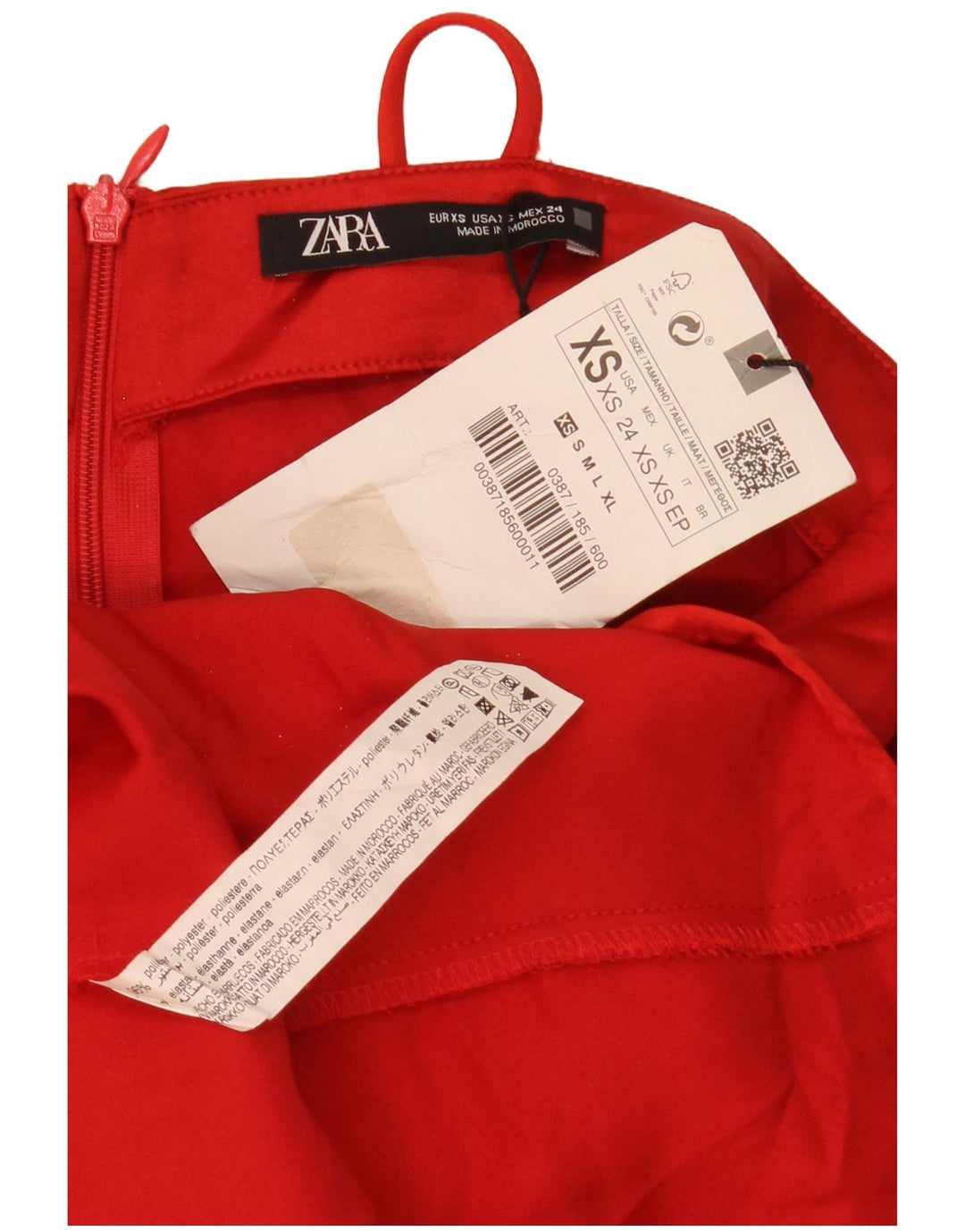 Zara Dame Ærmeløs Mini Skede Kjole UK 6 XS Rød Polyester
