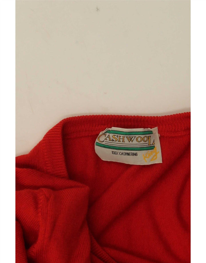 Vintage Herre V-hals sweater IT 50 Medium Rød Cashmere