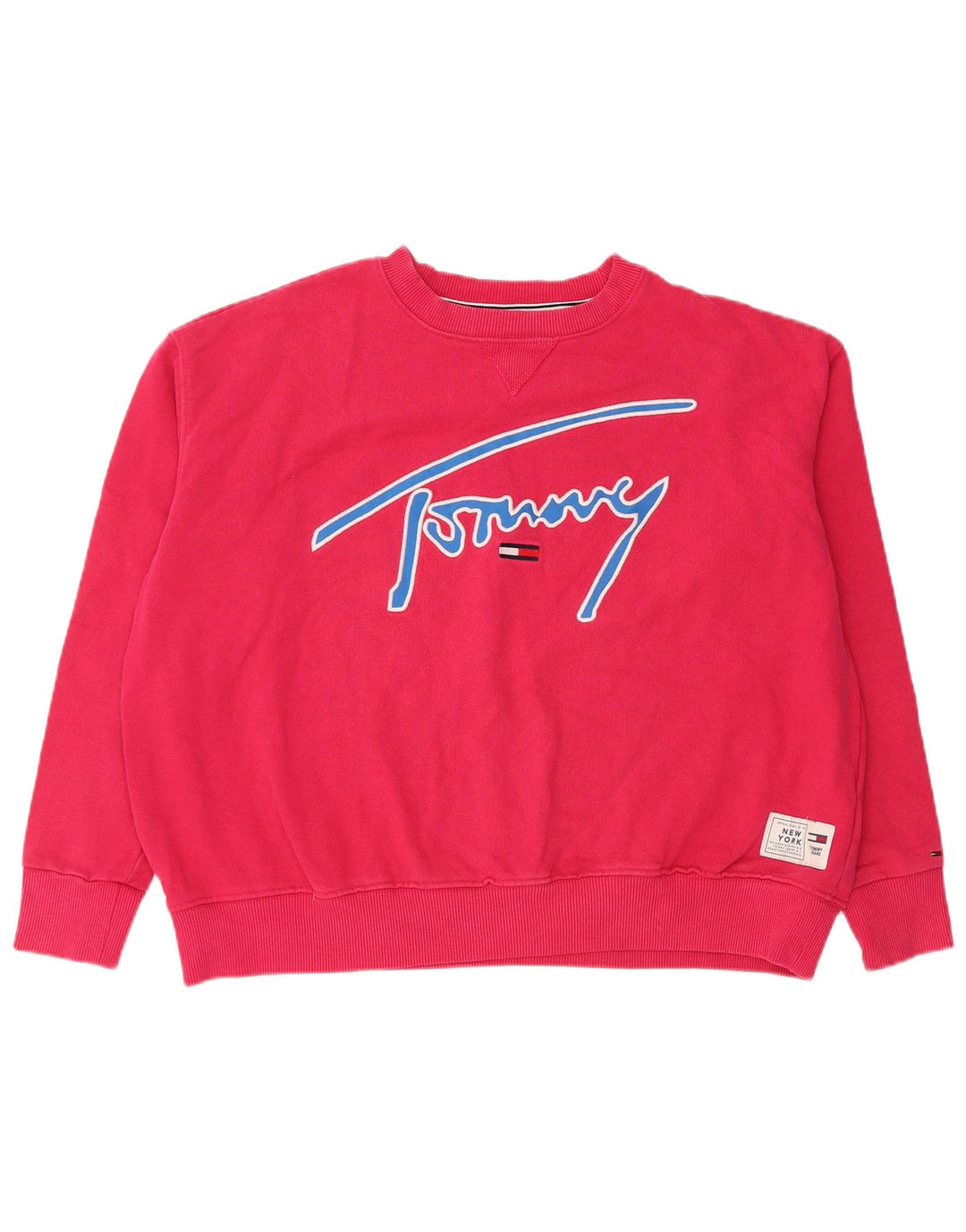 Tommy Hilfiger Dame Grafisk Oversized Sweatshirt Jumper UK 14 Medium Pink