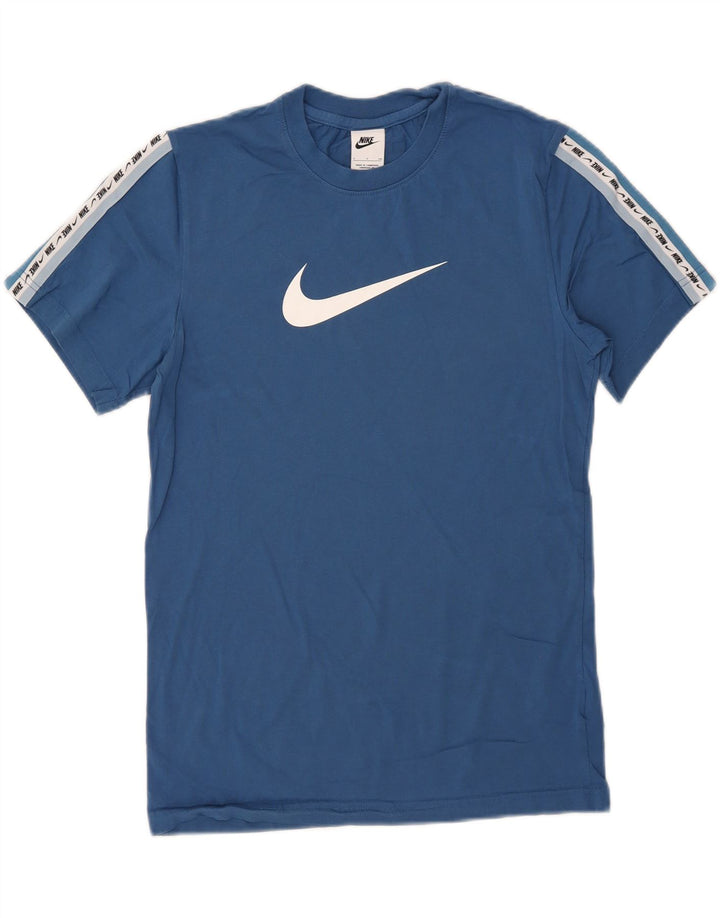 Nike Herre grafisk T-shirt Top Lille Blå Colourblock Bomuld