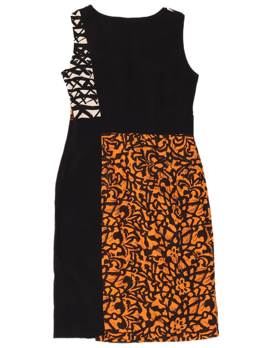 John Rocha Dame Ærmeløs Skede Kjole UK 12 Medium Black Floral Viscose