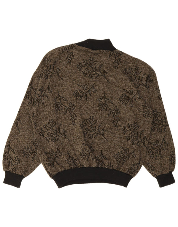 Vintage Dame Turtle Neck Jumper Sweater UK 18 XL Grå blomster Akryl