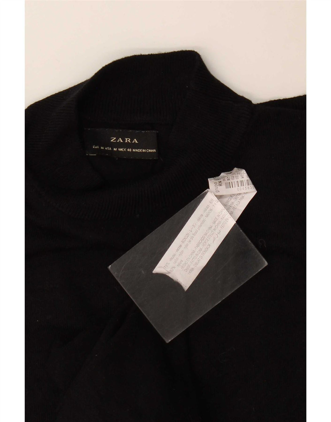 Zara Herre Turtle Neck Jumper Sweater Medium Sort Viscose
