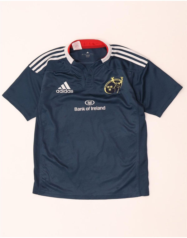 ADIDAS drenge Munster Rugby grafisk T-shirt top 13-14 år marineblå