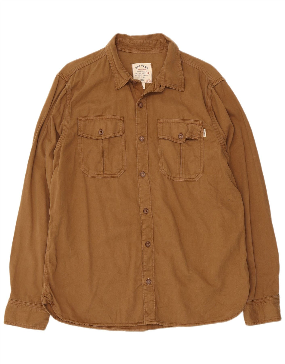 FET FACE Herre flannelskjorte Stor brun bomuld