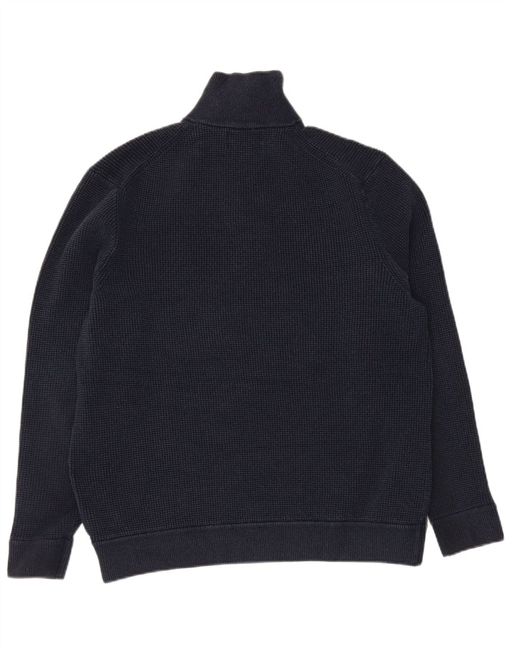 Marks & Spencer Herre Zip Neck Jumper Sweater XL Navy Blue Polyester