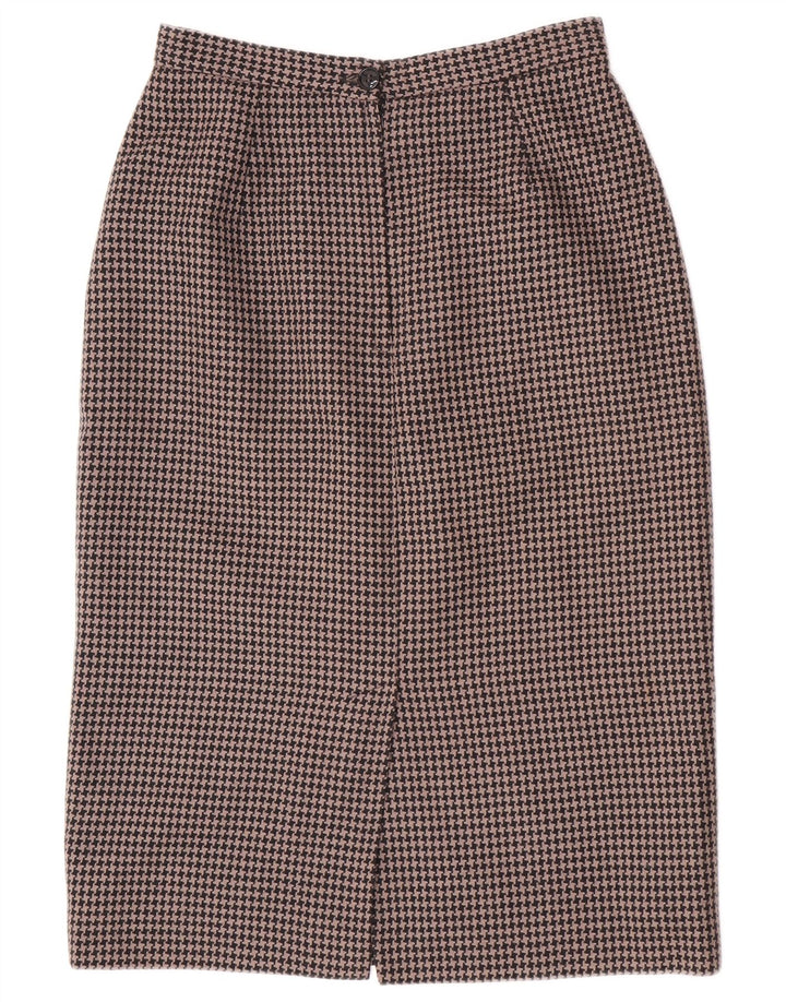 Vintage kvinders 2-delt nederdelsæt UK 14 Medium W28 Brown Houndstooth