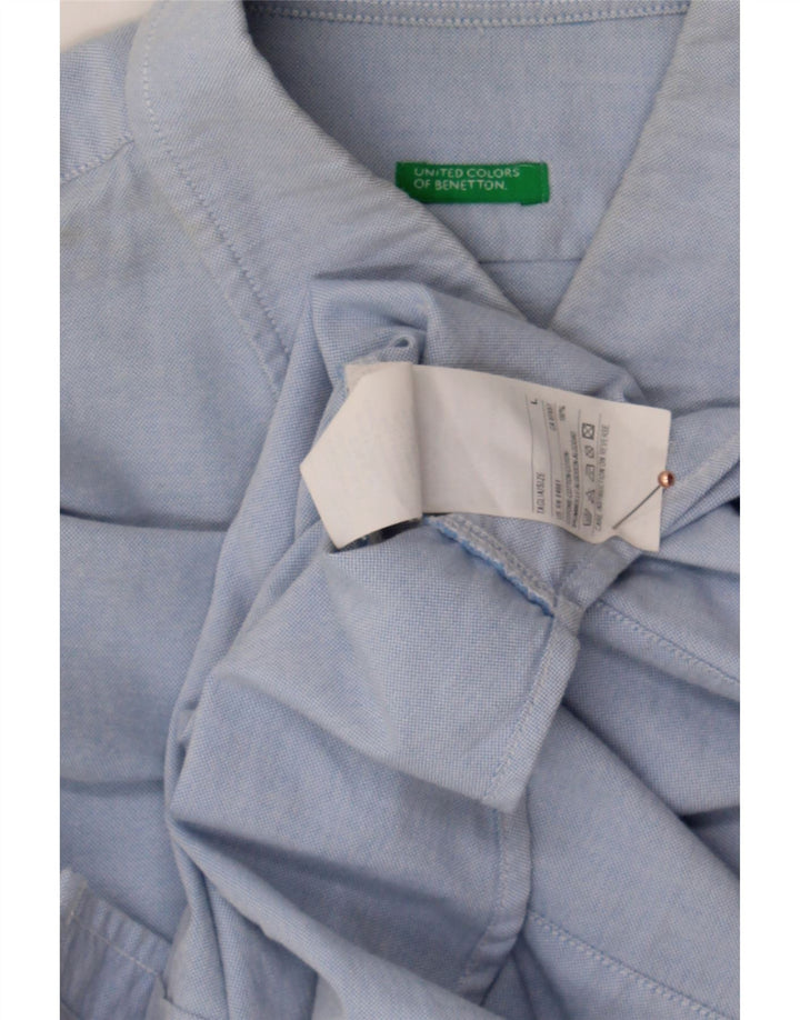 BENETTON Womens Shirt UK 16 Large Blue Cotton Vintage Benetton and Second-Hand Benetton from Messina Hembry 
