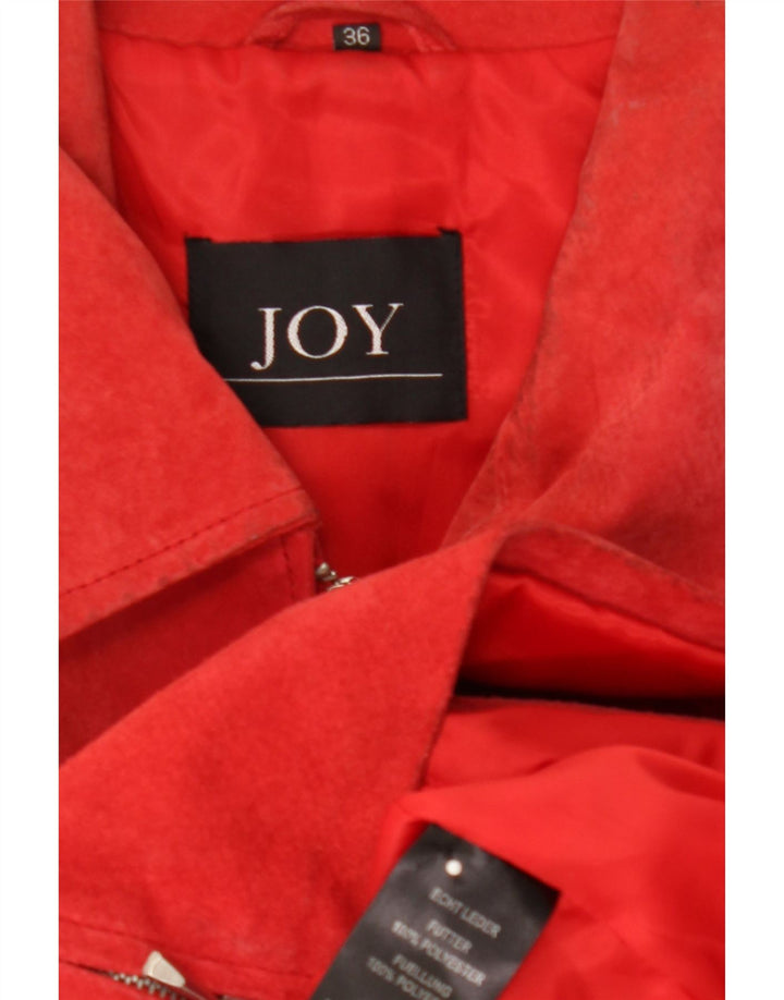 JOY Womens Suede Jacket EU 36 Small Red Leather Vintage Joy and Second-Hand Joy from Messina Hembry 